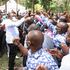 Uhuru with MCAs at Sagana