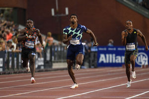 Fred Kerley, Ferdinand Omanyala and Akani Simbine in Brussels Diamond League