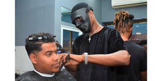 Masked barber