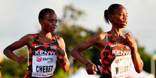 Kenya's Beatrice Chebet and Caroline Nyaga