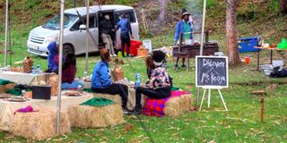 Visitors at Kwa Gakii agro-tourism Farm in Meru County.