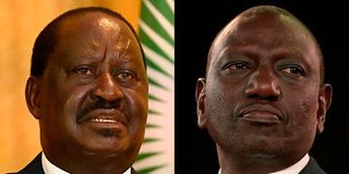 Azimio la Umoja presidential candidate Raila Odinga (left) and his UDA counterpart William Ruto.