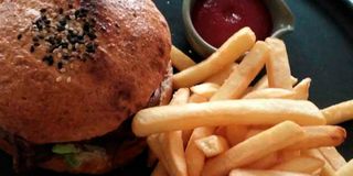 A burger and fries at Boho Restaurant.