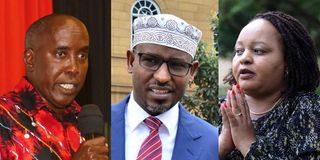Governors Anne Waiguru (Kirinyaga), Abdullahi Ahmed (Wajir), Joseph Ole Lenku (Kajiado).