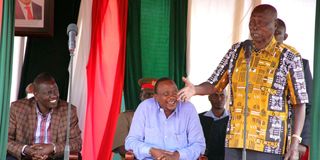 President William Ruto and former President Uhuru Kenyatta and the late President Daniel Moi