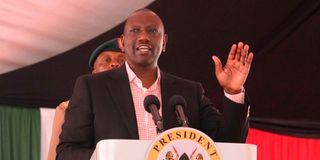 President Willam Ruto during the commissioning of Thiba dam in Kirinyaga county