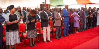 President William Ruto during an Interdenominational Thanksgiving service in Murang'a