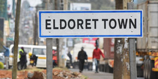 A signpost on the Nakuru-Eldoret-Malaba highway into Eldoret town in Uasin Gishu County on November 17, 2022