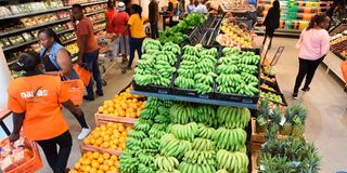 Customers shop at Naivas Elgon-View Supermarket in Eldoret, Uasin Gishu County.