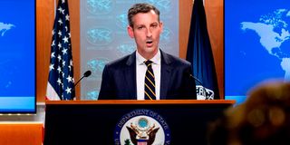 US State Department spokesman Ned Price speaks to journalists in Washington, DC in August 2021.