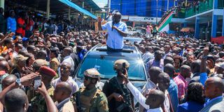 President William Ruto addresses residents of Homabay County