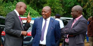 Former Kieni MP Kanini Kega, Nyeri Governor Mutahi Kahiga and Deputy President Rigathi Gachagua