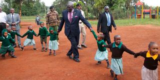 George Magoha at Gachoka Primary School