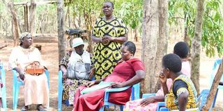 Siaya widows and orphans at Jack Mawere's home in Bondo, Siaya County.