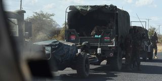 Kenya Defense Forces vehicles that was in a convoy of vehicle-driven missile launchers spotted in Baringo