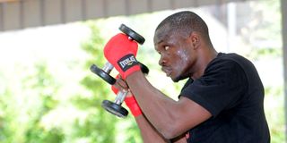 Middleweight boxer Rayton Okwiri works out at AV Fitness gym
