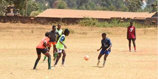 Trans Nzoia Falcons ladies team during a training session at Kenyatta Stadium