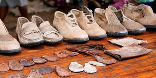 Shoes, belts, wallets and purses.
