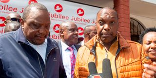 Jubilee party leader Uhuru Kenyatta with Secretary General Jeremiah Kioni