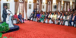 President William Ruto during the Kenya Kwanza Parliamentary Group Meeting at State House, Nairobi