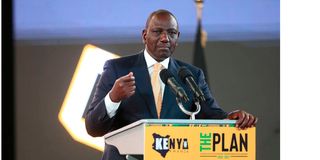 President William Ruto when he launched the Kenya Kwanza manifesto at Kasarani