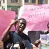 A parent in tears during protests over the Finland and Canada education airlift saga in Kapseret, Eldoret, Uasin Gishu county