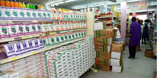Maize and wheat flour at a supermarket on Moi Avenue, Mombasa.