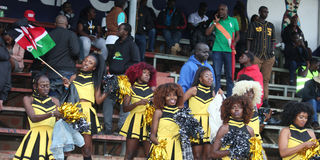 Cheerleaders entertain rugby fans