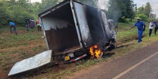 Burning lorry