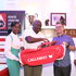 Kenya Pipeline Company General Manager Operations Derrik Okova (second left) awards Brendan Ireland 