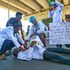 Doctors take part in a protest 