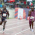 Kenya's Ferdinand Omanyala (centre) takes on USA's Kenny Bednarek 
