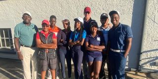 Kenya junior golf team with their coaches John Wangai (left), and John van Liefland