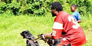 Philip Martin during a training session with one of his Rottweiler dogs