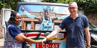 German Ambassador to Kenya Sebastian Groth (right) with Dr Ruth Dama (left)