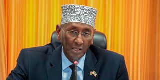 Chairperson Senate Cohesion Committee Mohamed Chute during a session at KICC, Nairobi on Tuesday, November 21, 2023.