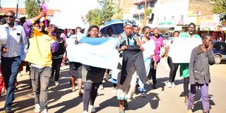 Protesters demand justice for Stephen Njuguna, a Form Two student who died after being beaten by a businessman and his employees