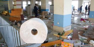 The aftermath of the youth breaking into Chieni Supermarket and looting it.