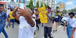 So far, the anti-government protests in Mombasa CBD have been peaceful.