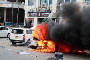 vehicles set ablaze