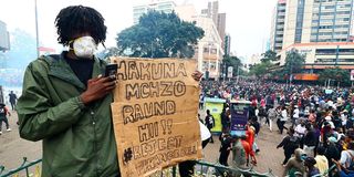 anti-Finance Bill protest placard