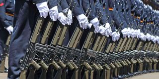 Recruits in a parade during a past pass-out ceremony at Kenya Police College Kiganjo
