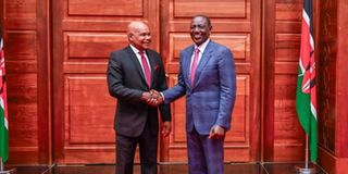 President William Ruto and Prof Makau Mutua.